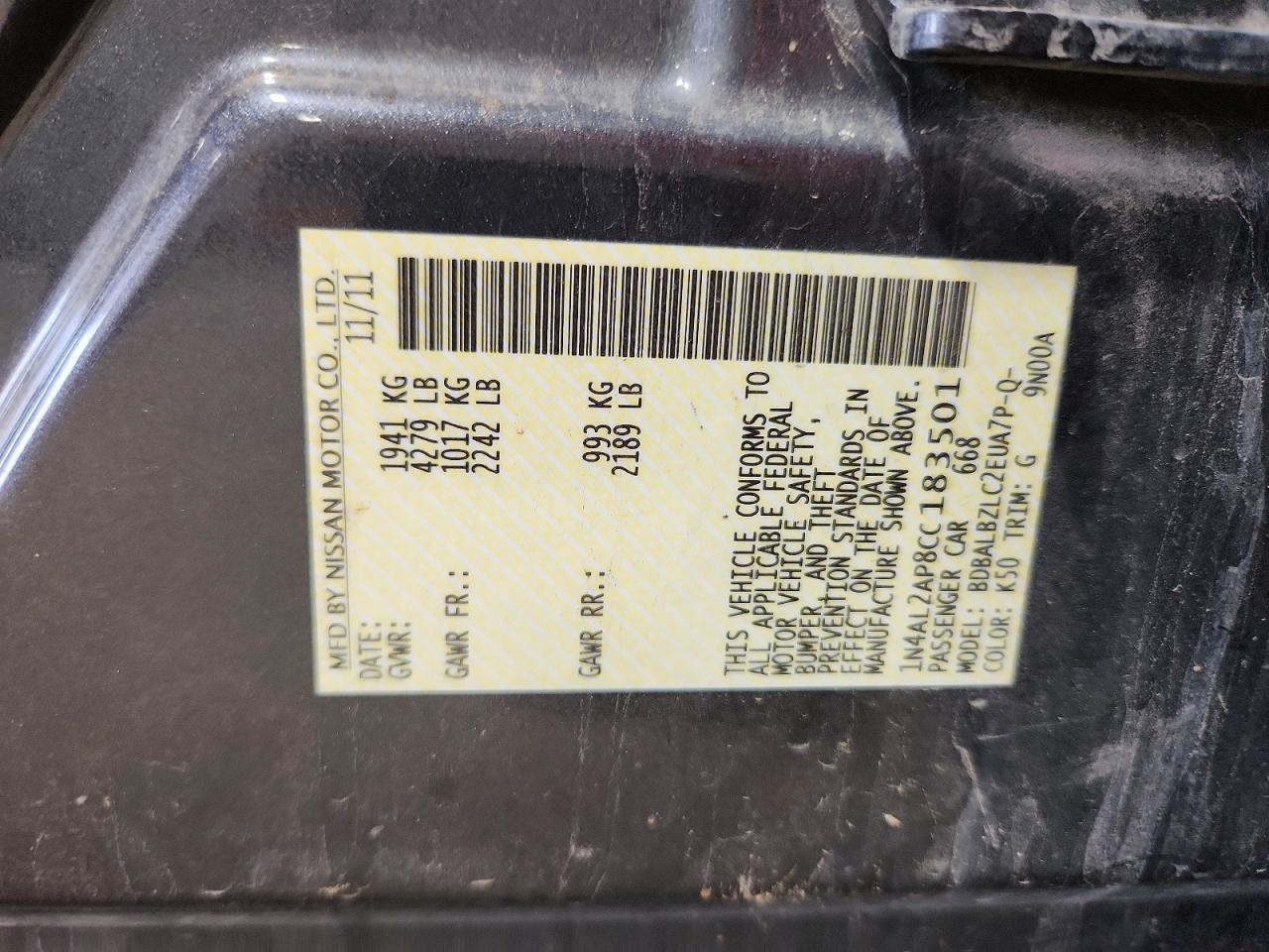 2012 NISSAN ALTIMA