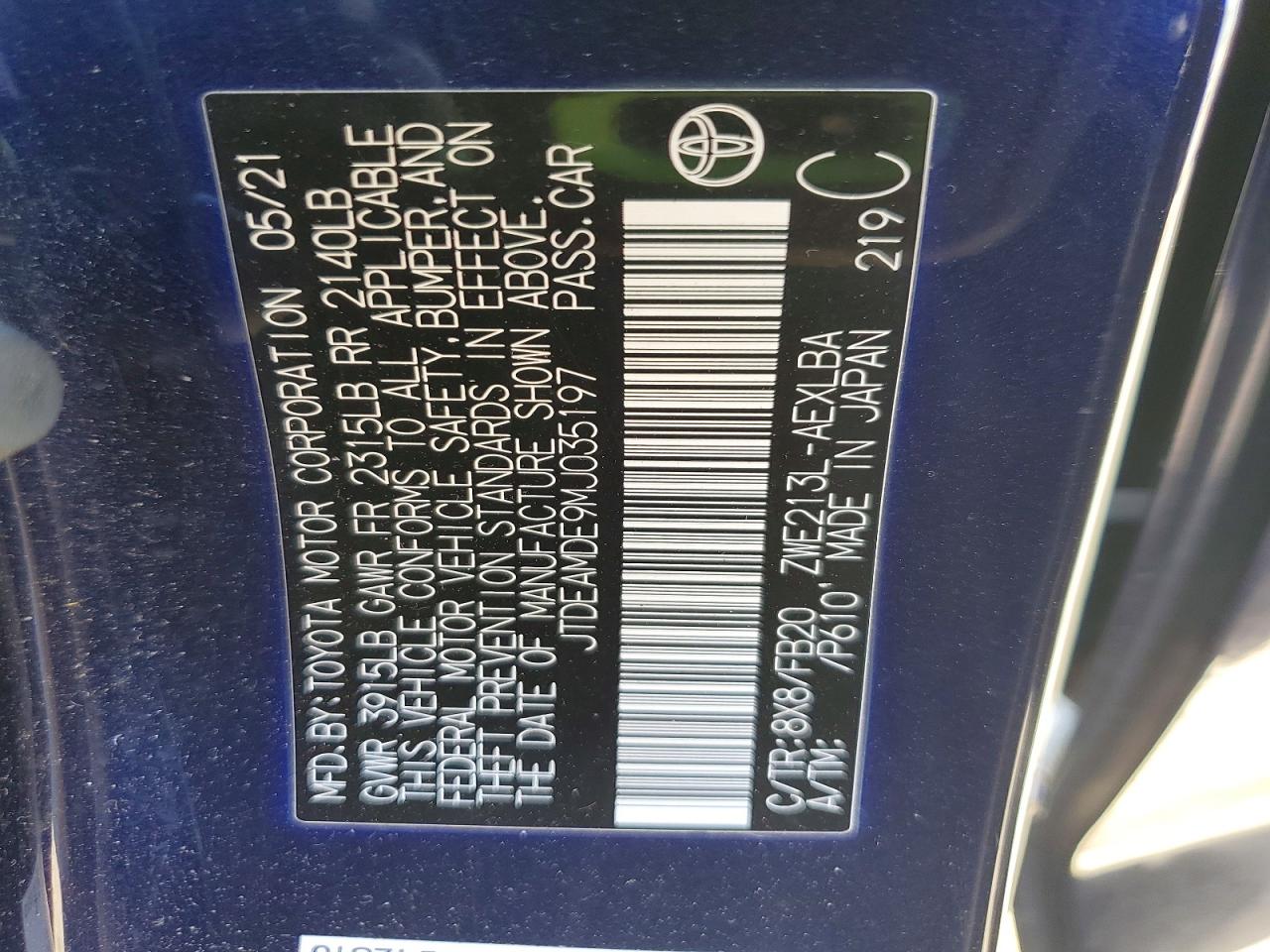2021 TOYOTA COROLLA