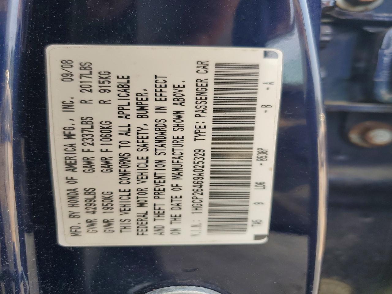 2009 HONDA ACCORD