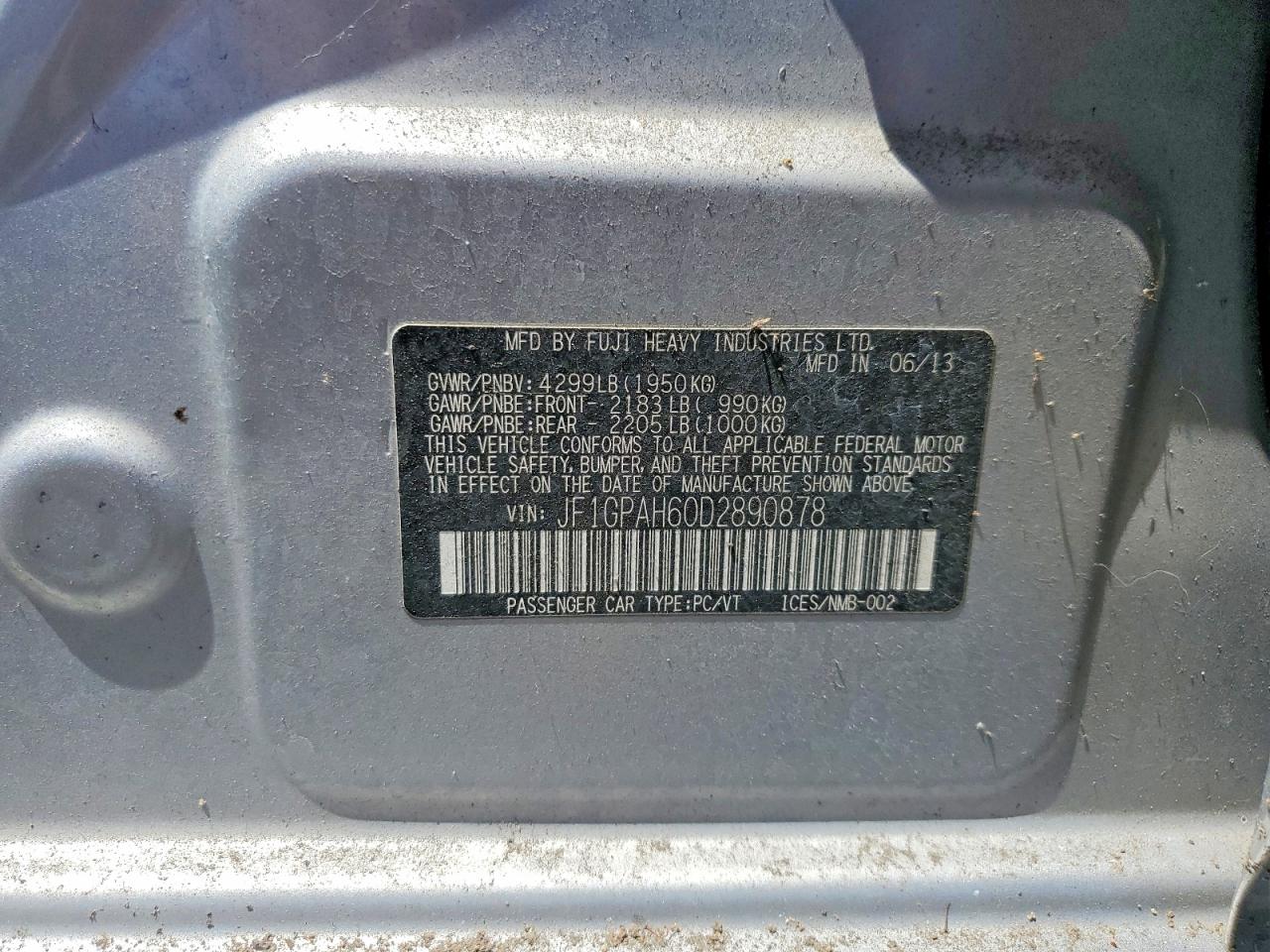 2013 SUBARU IMPREZA