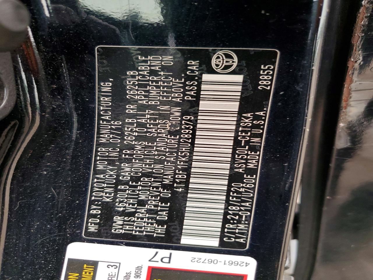2017 TOYOTA CAMRY