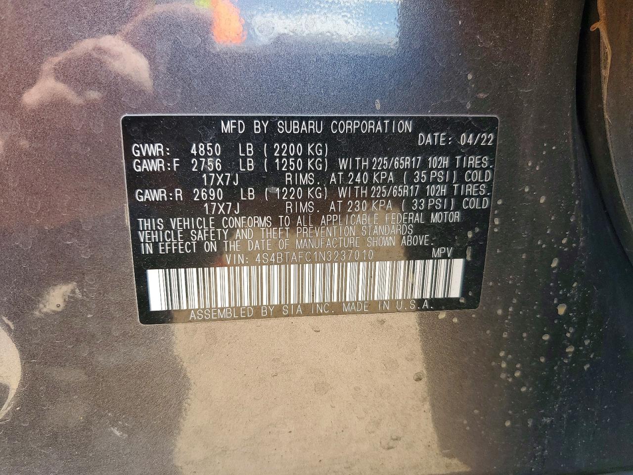 2022 SUBARU OUTBACK