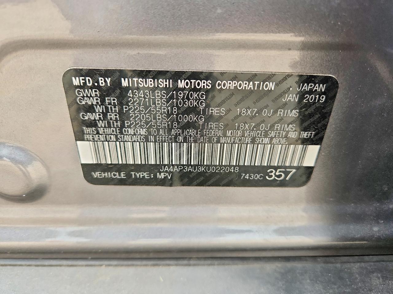 2019 MITSUBISHI OUTLANDER