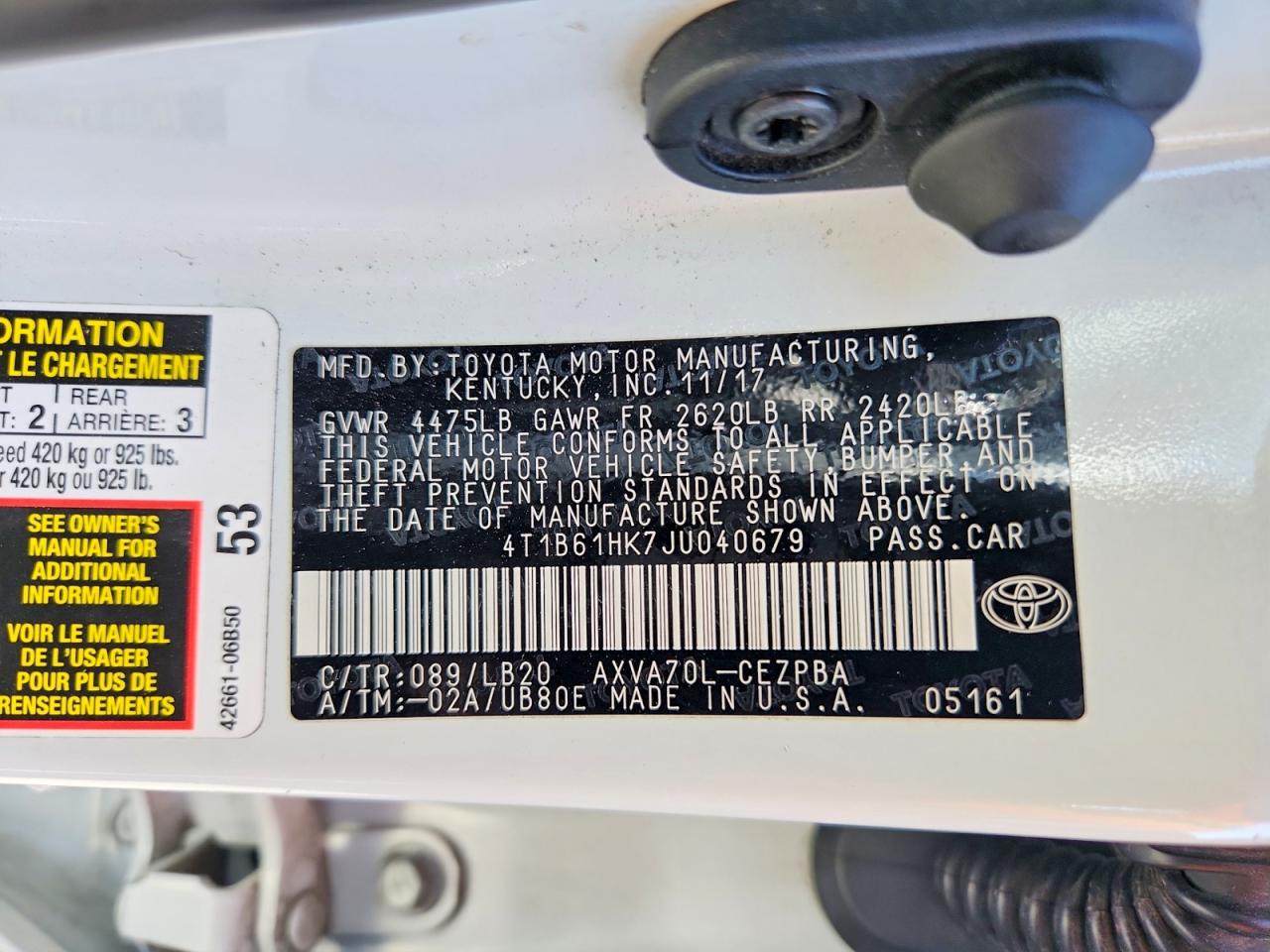 2018 TOYOTA CAMRY