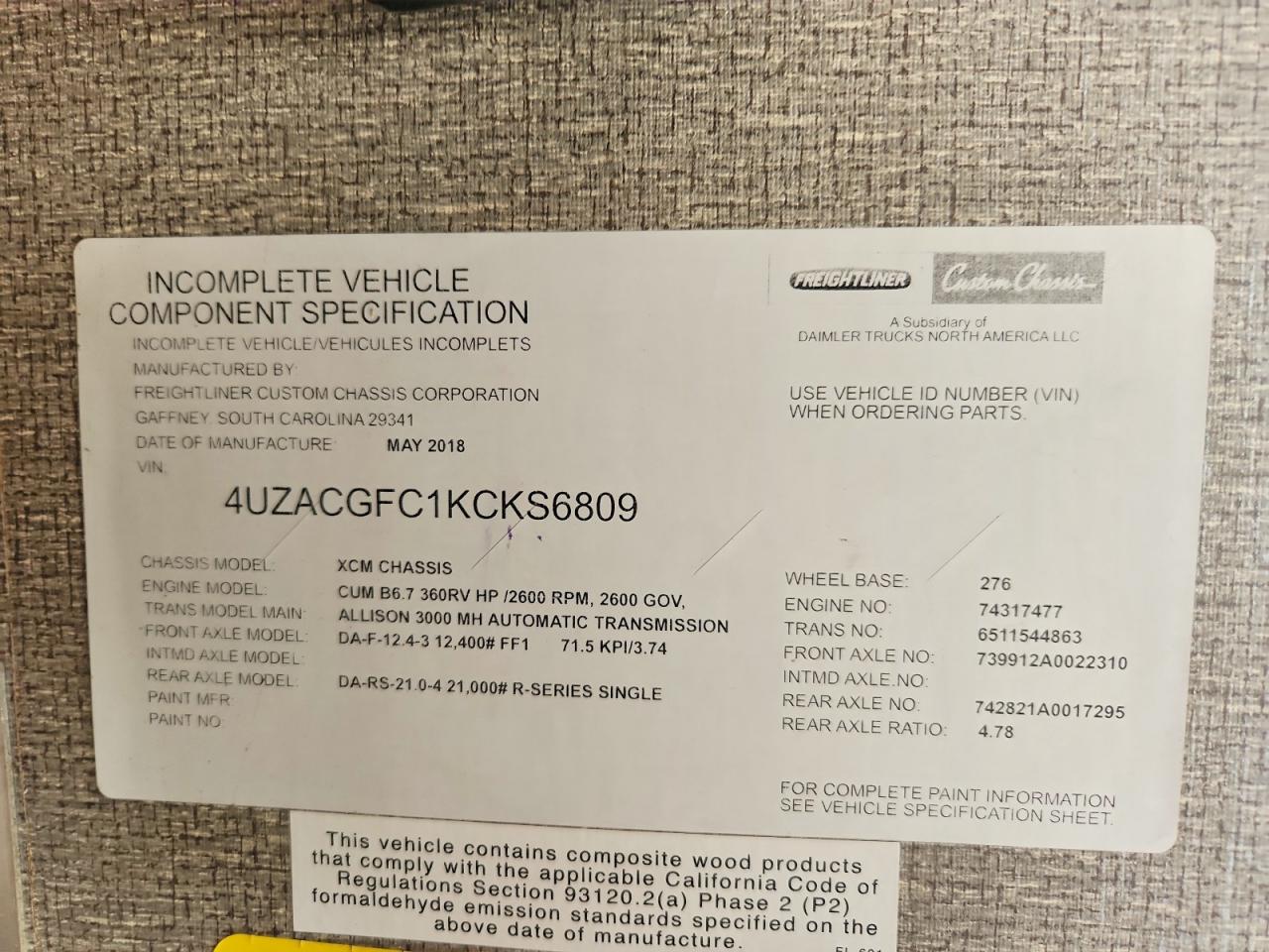 2019 FREIGHTLINER ALL OTHER