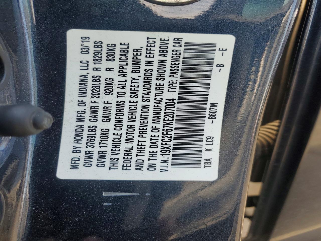 2019 HONDA CIVIC