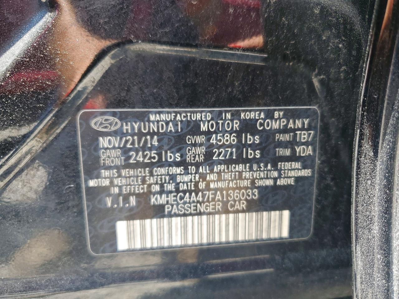 2015 HYUNDAI SONATA