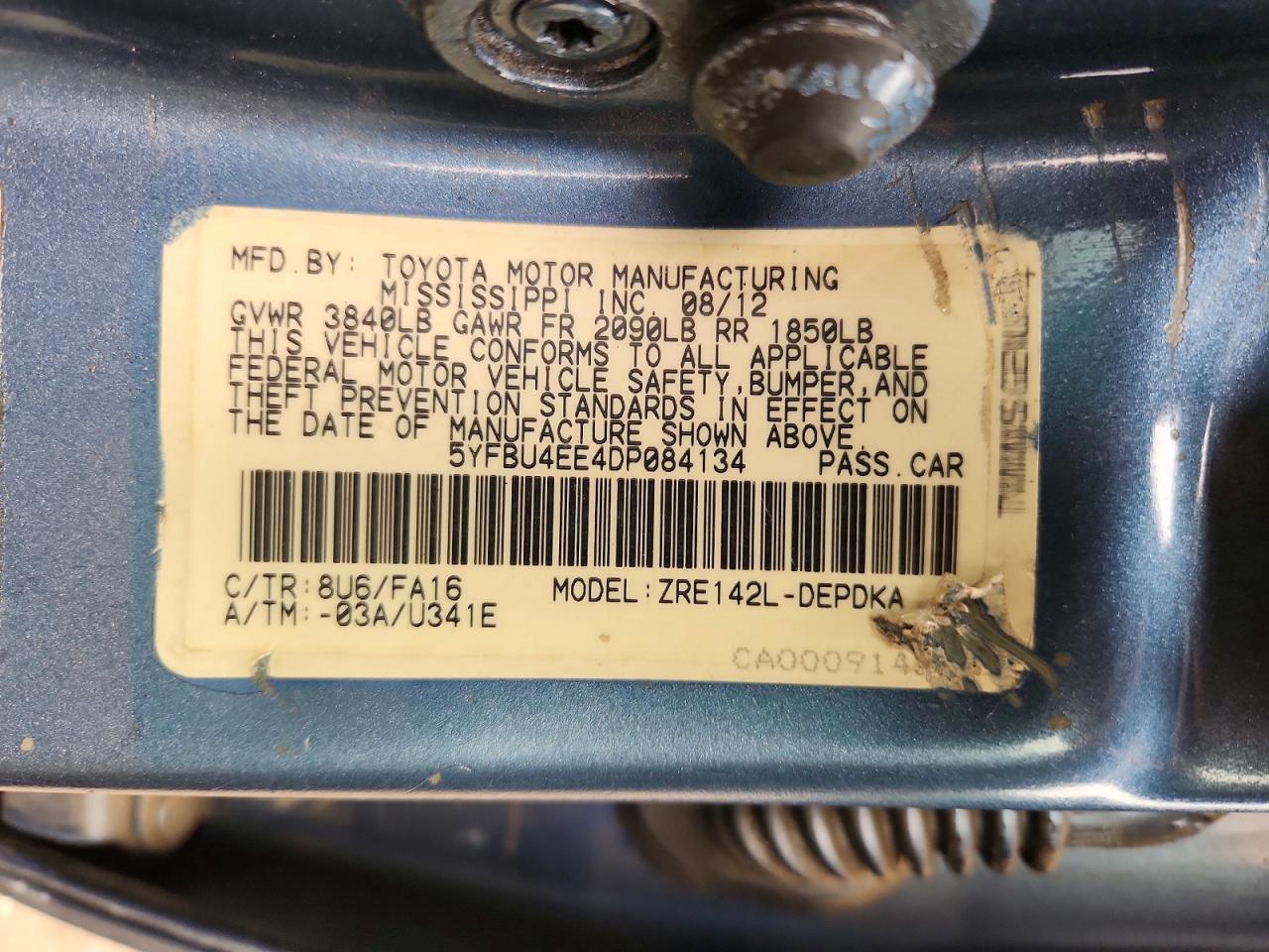 2013 TOYOTA COROLLA
