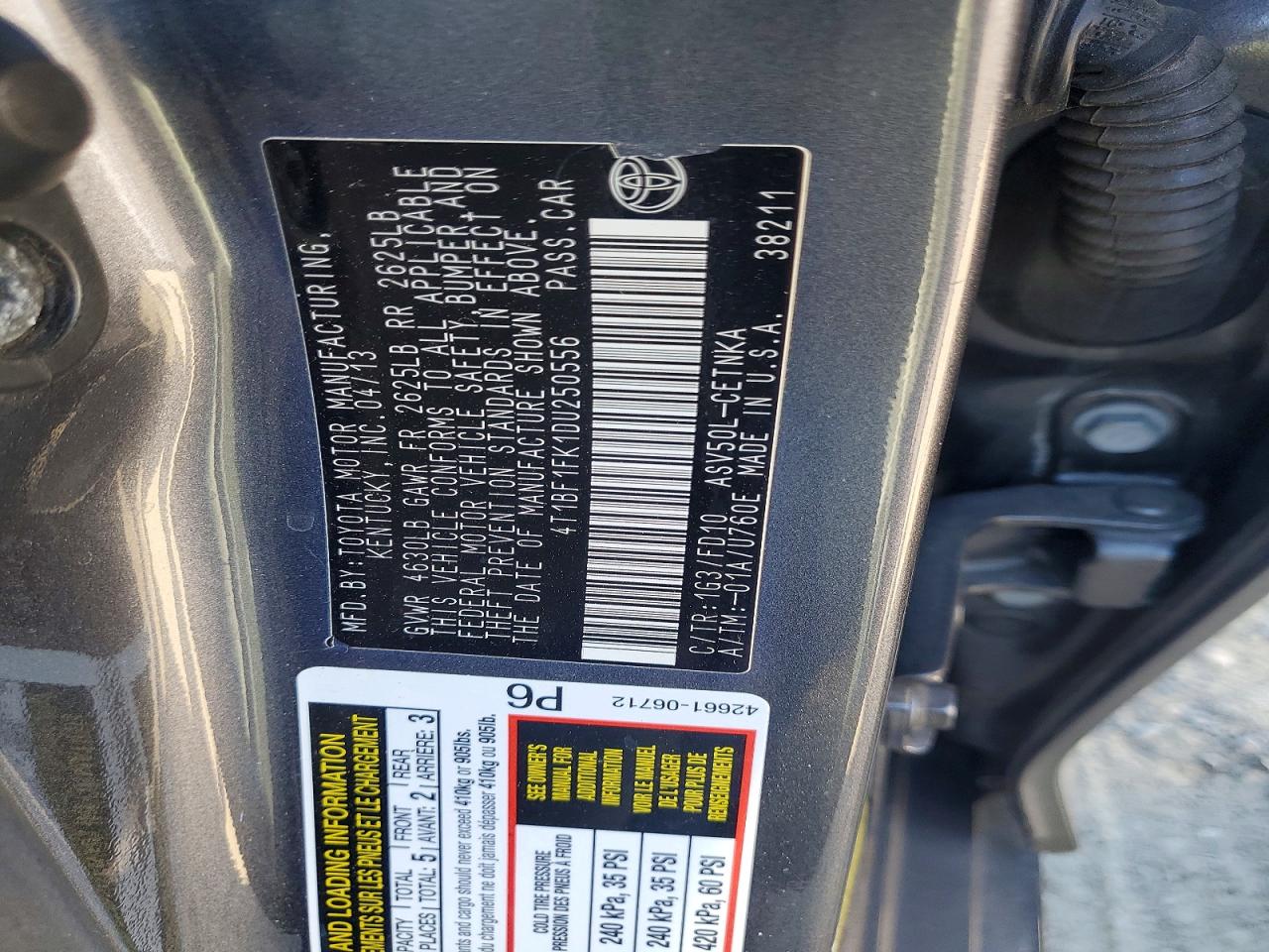 2013 TOYOTA CAMRY