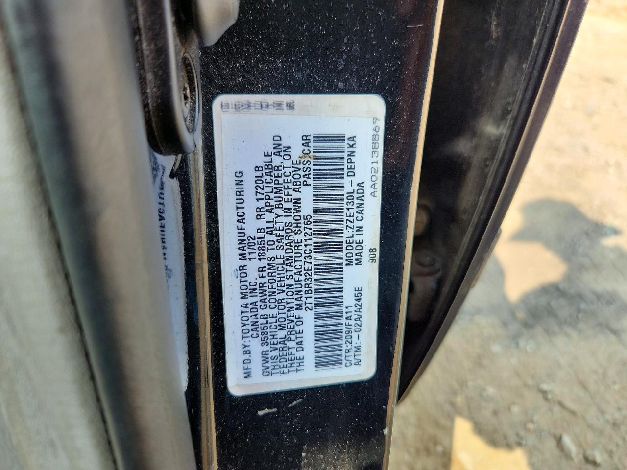 2003 TOYOTA COROLLA