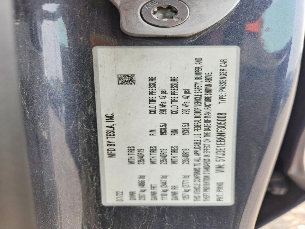 2022 TESLA MODEL 3
