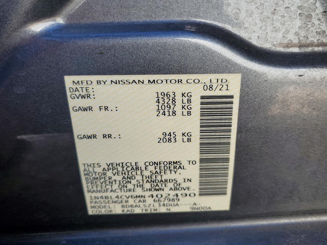 2021 NISSAN ALTIMA