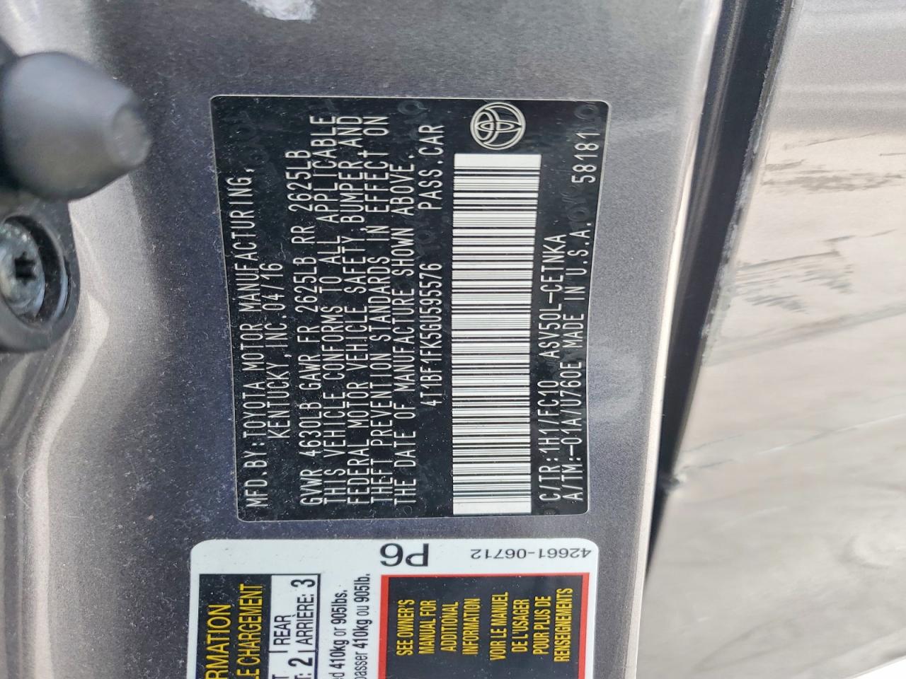 2016 TOYOTA CAMRY