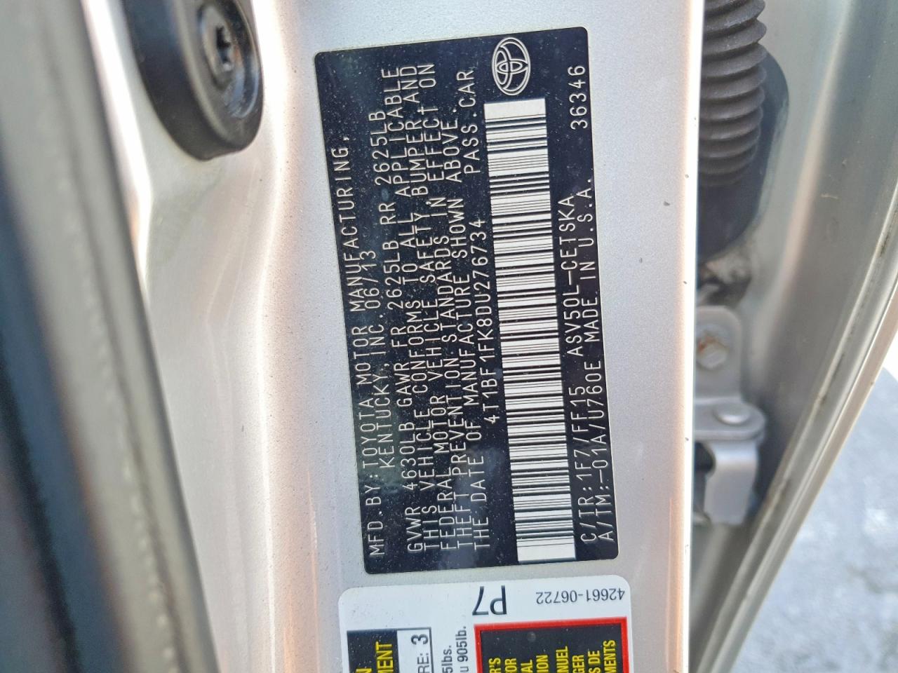 2013 TOYOTA CAMRY