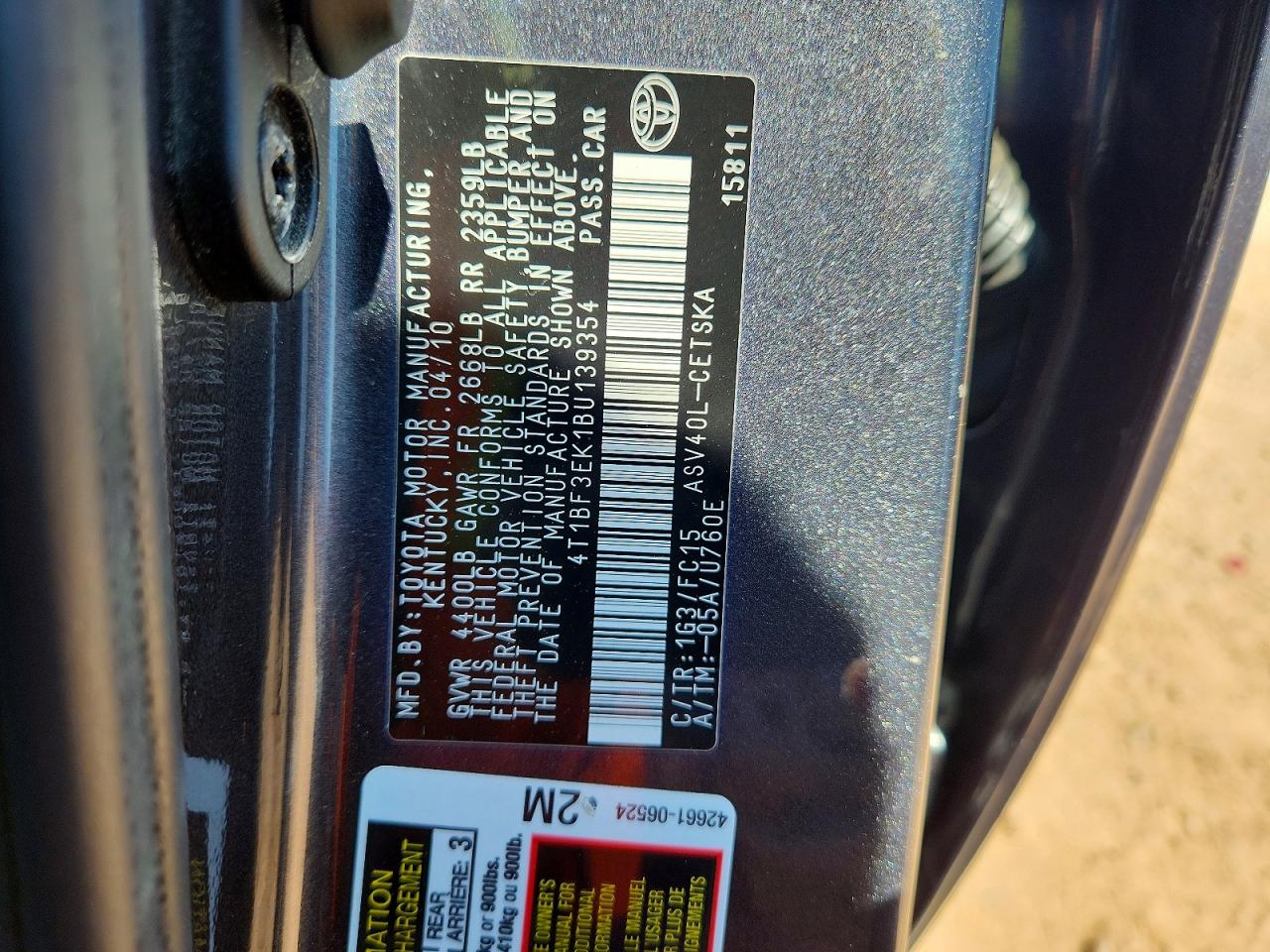 2011 TOYOTA CAMRY
