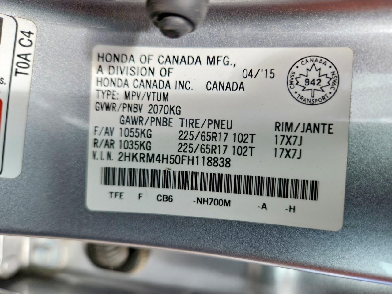 2015 HONDA CRV