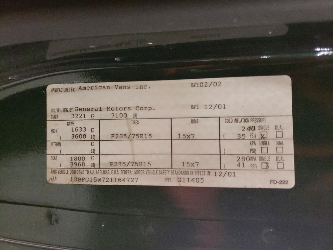 2002 CHEVROLET EXPRESS