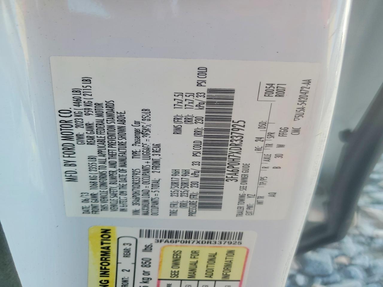 2013 FORD FUSION