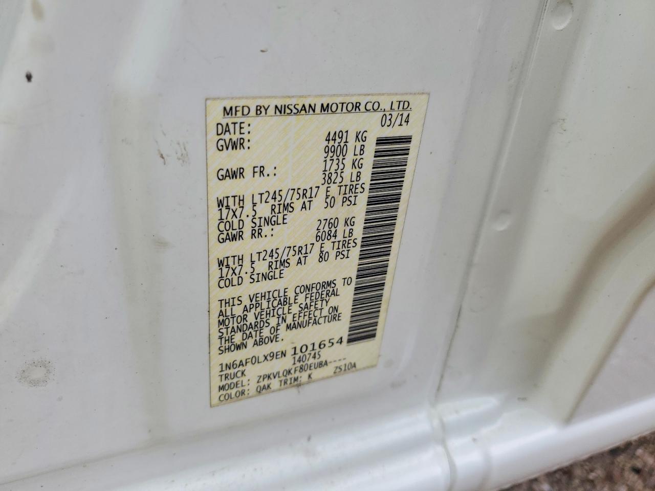 2014 NISSAN NV