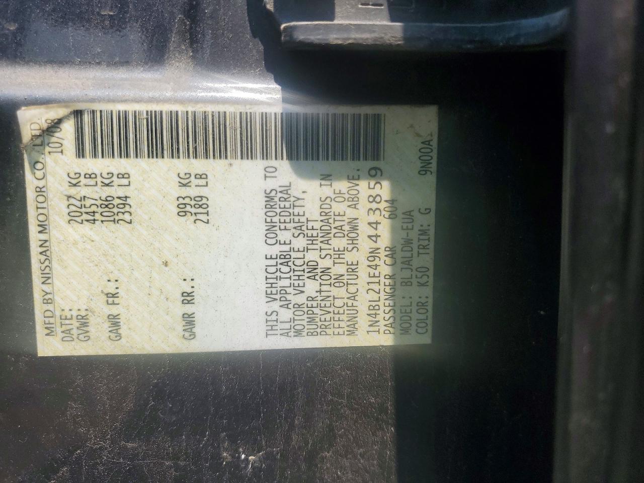 2009 NISSAN ALTIMA