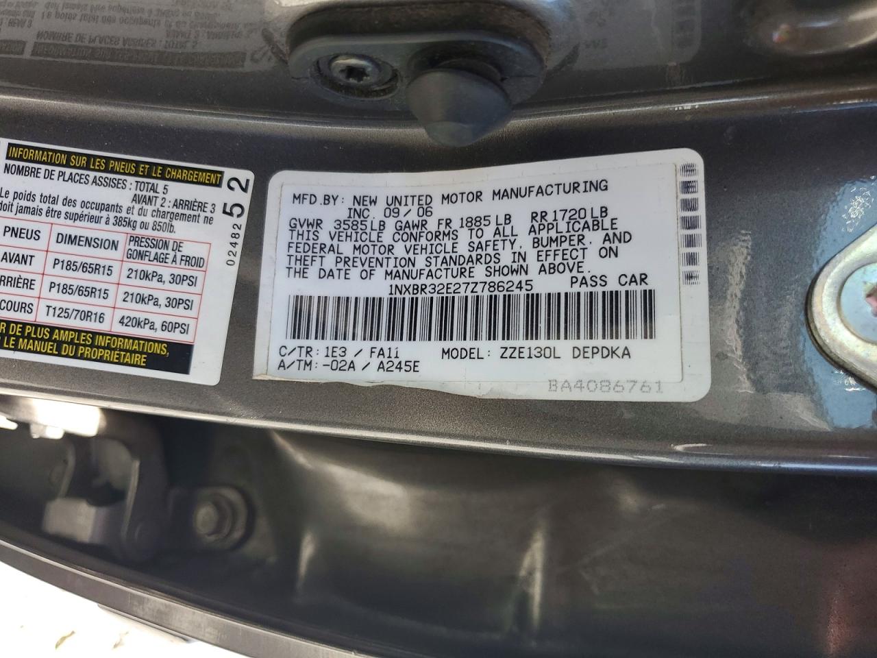 2007 TOYOTA COROLLA