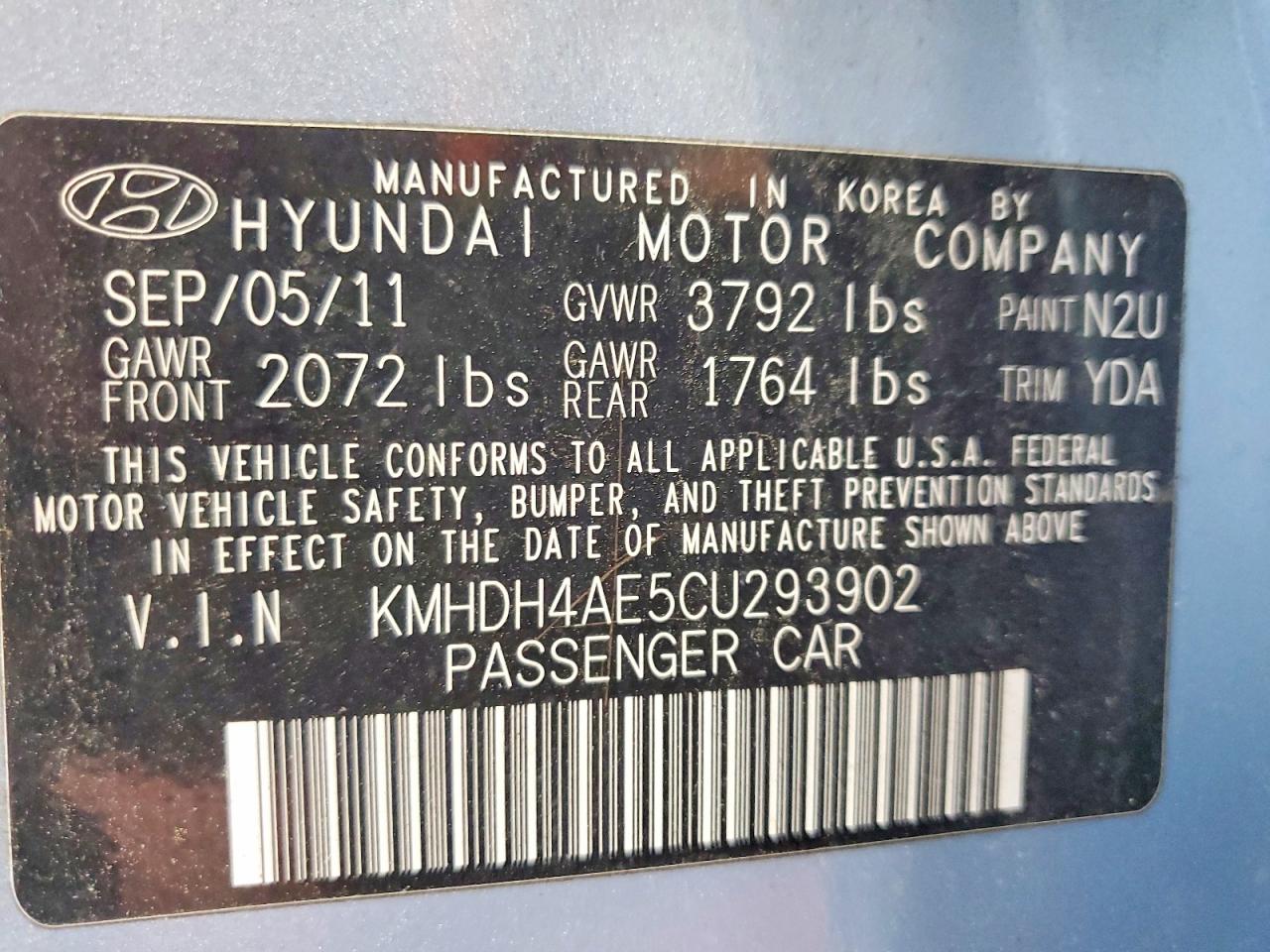 2012 HYUNDAI ELANTRA