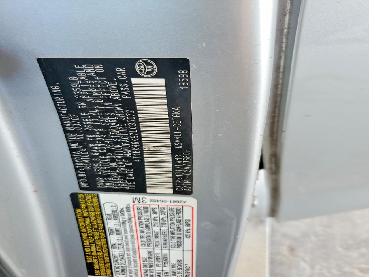 2007 TOYOTA CAMRY