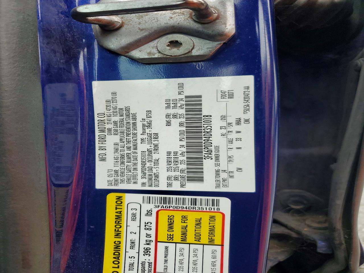 2013 FORD FUSION