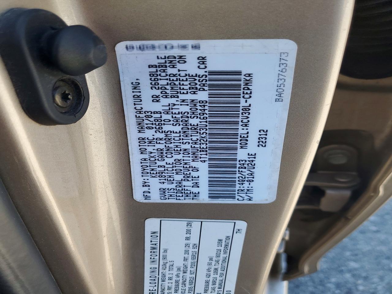 2003 TOYOTA CAMRY