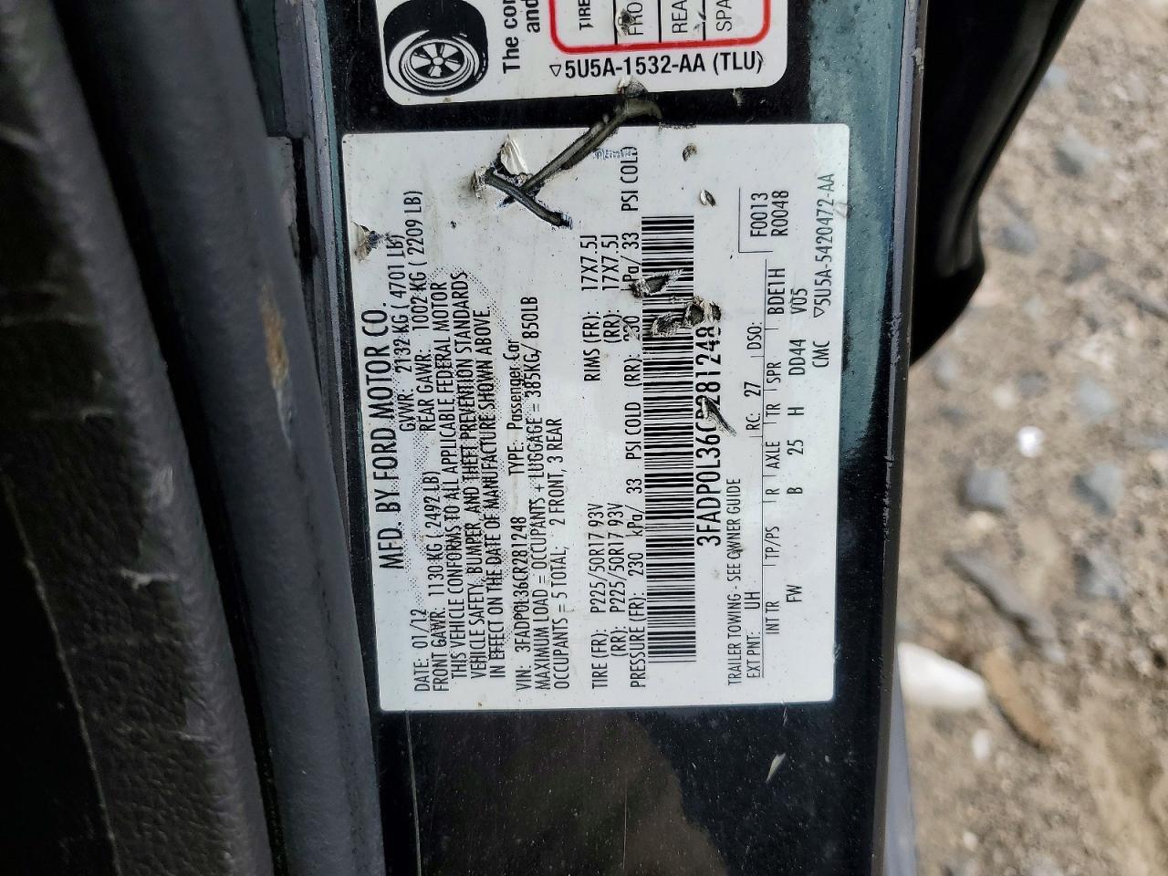 2012 FORD FUSION
