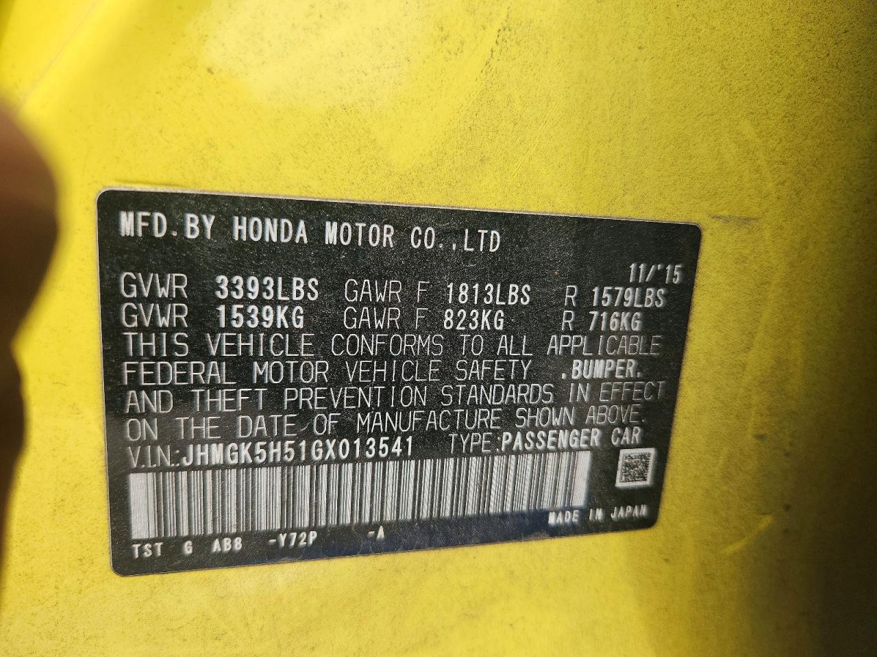 2016 HONDA FIT