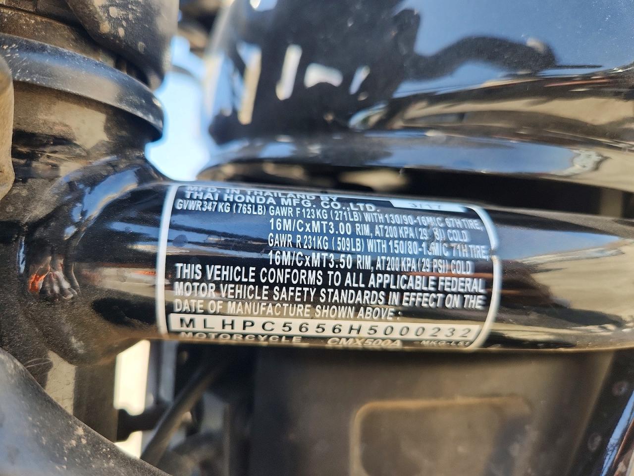 2017 HONDA CM CYCLE