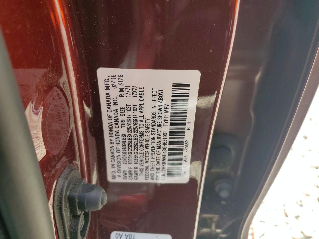 2016 HONDA CRV