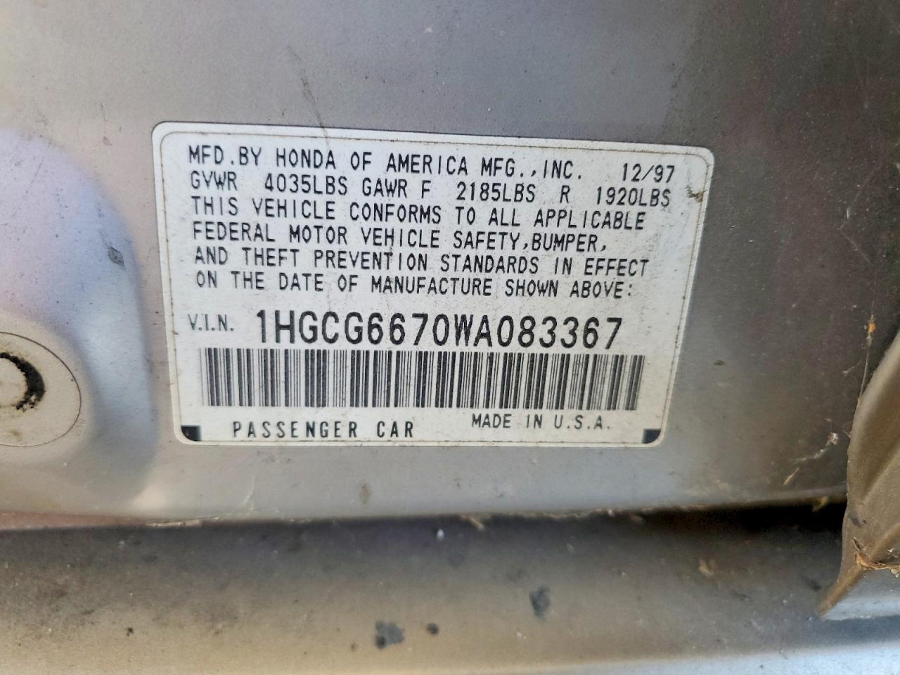 1998 HONDA ACCORD
