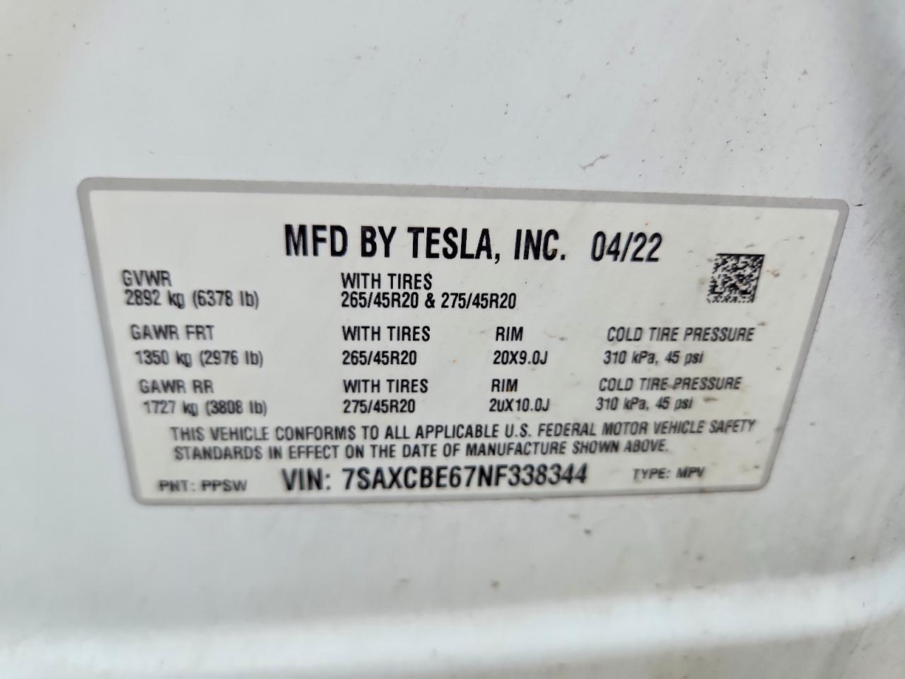 2022 TESLA MODEL X