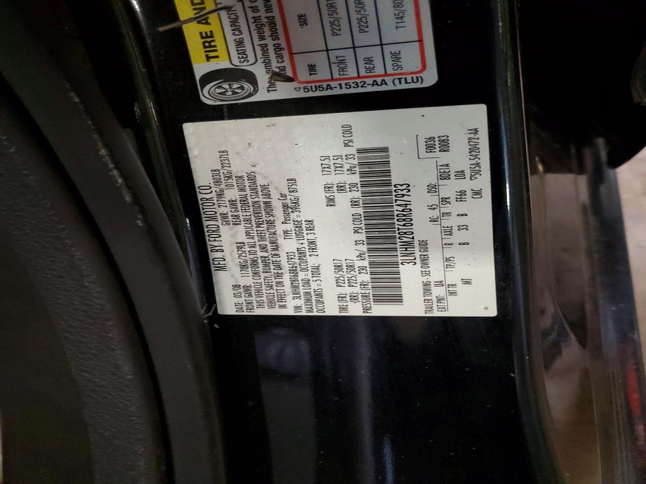 2008 LINCOLN MKZ