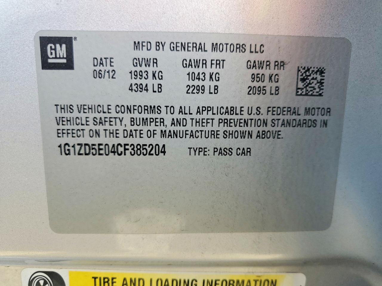 2012 CHEVROLET MALIBU