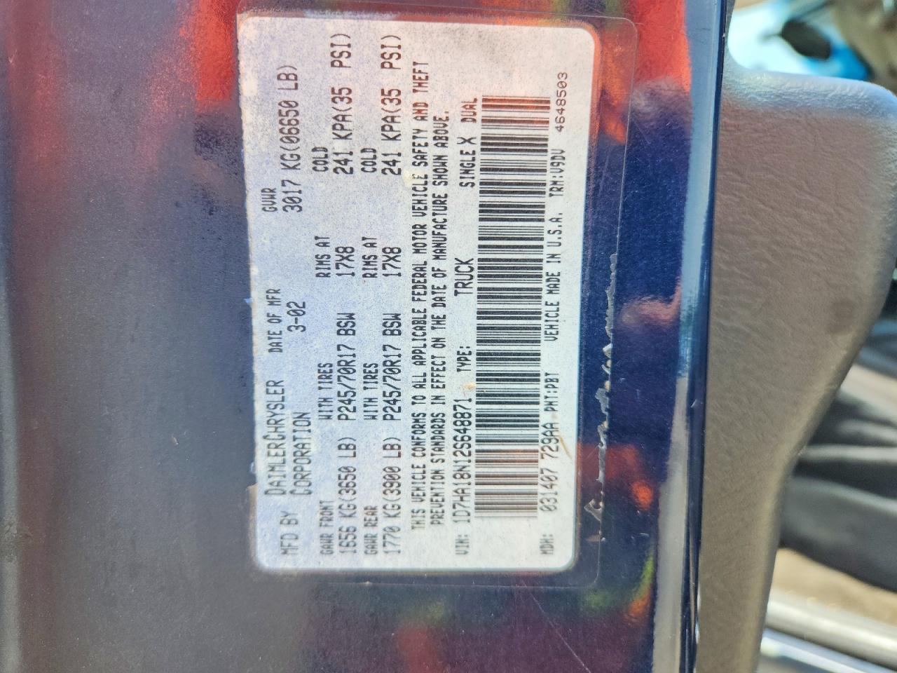 2002 DODGE RAM 1500