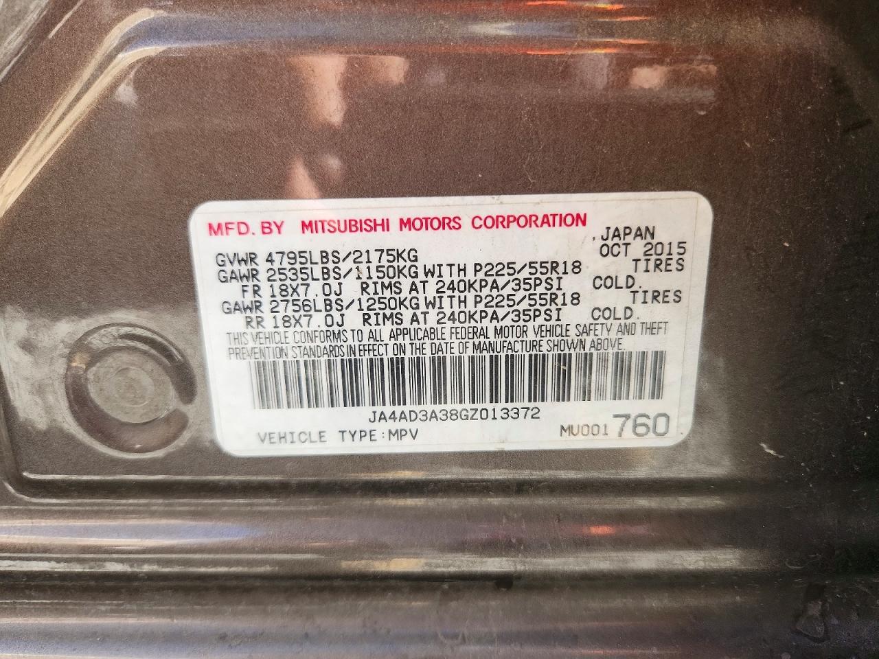 2016 MITSUBISHI OUTLANDER