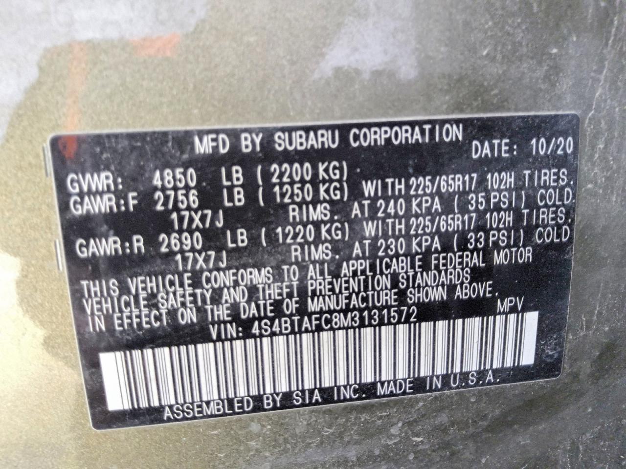 2021 SUBARU OUTBACK