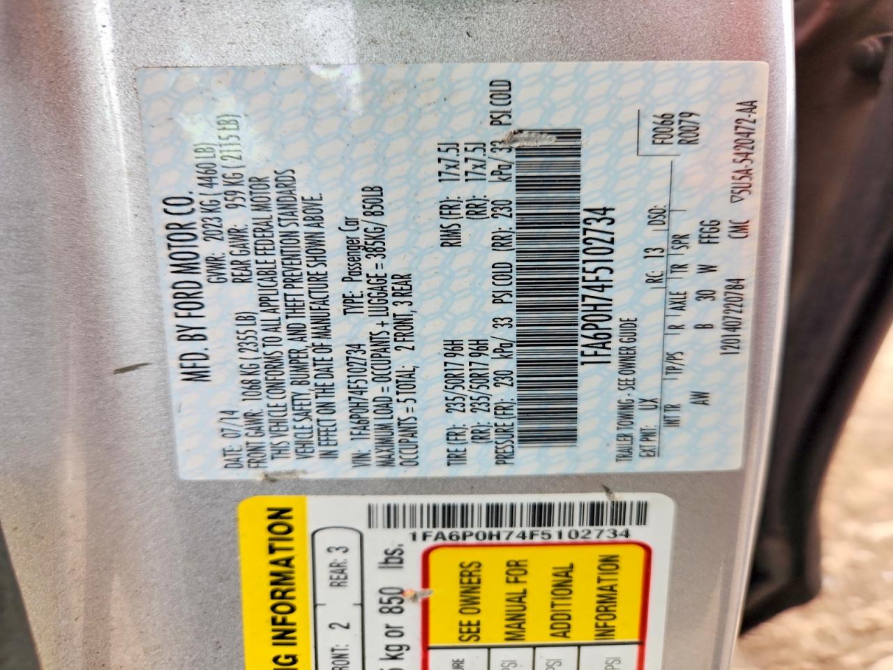 2015 FORD FUSION