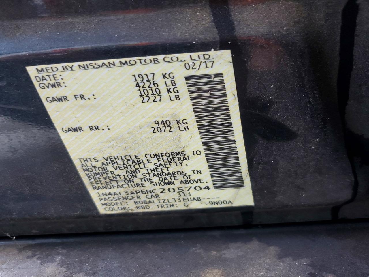 2017 NISSAN ALTIMA