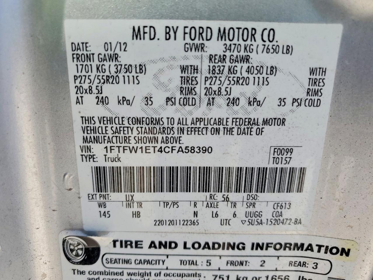 2012 FORD F150