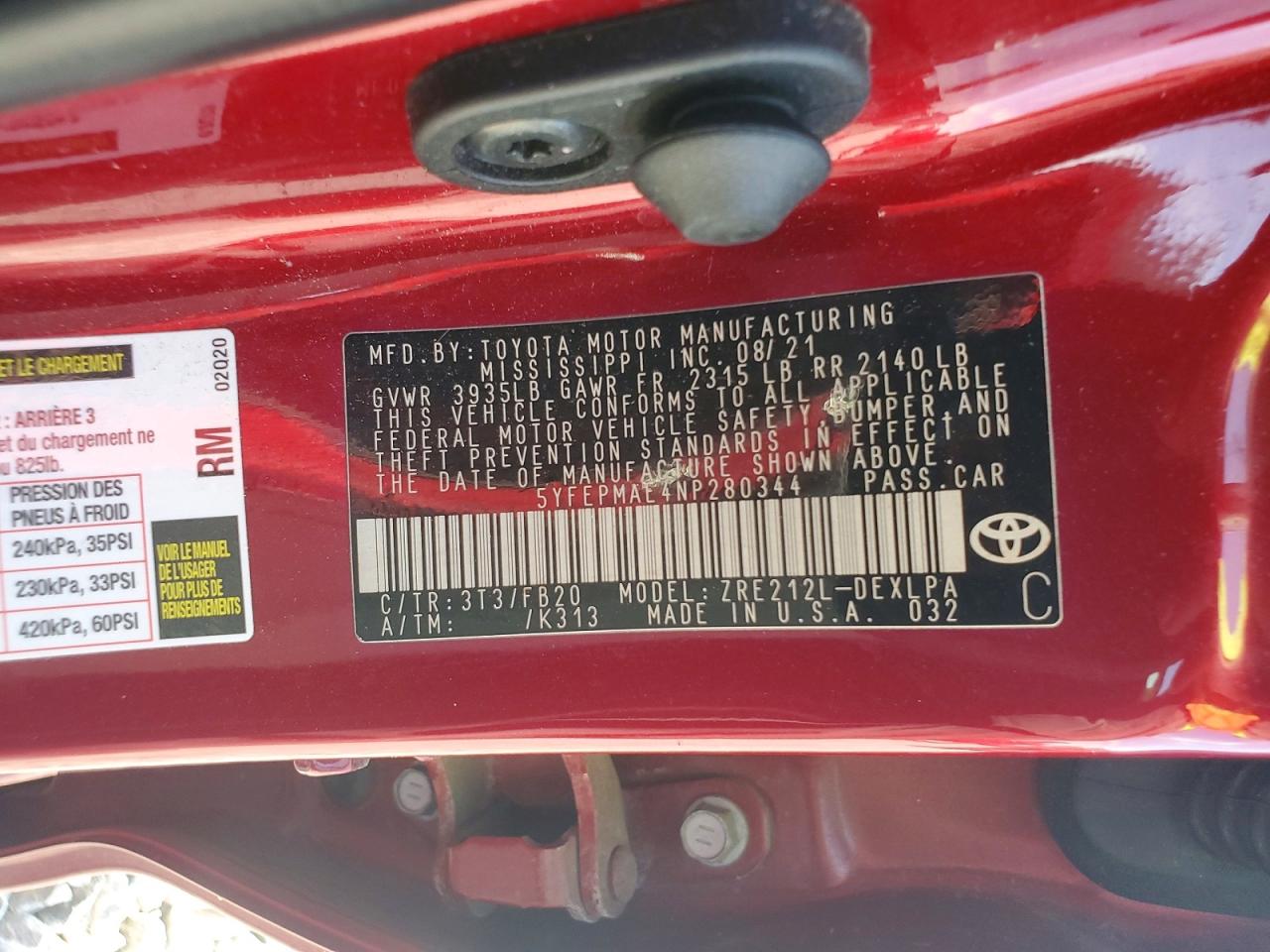 2022 TOYOTA COROLLA