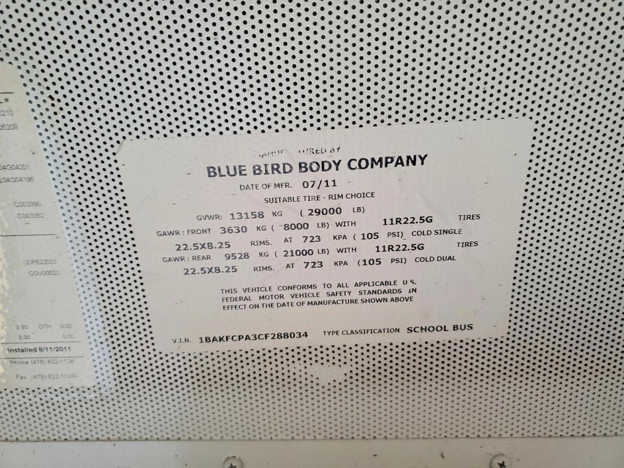 2012 BLUEBIRD ALL Models