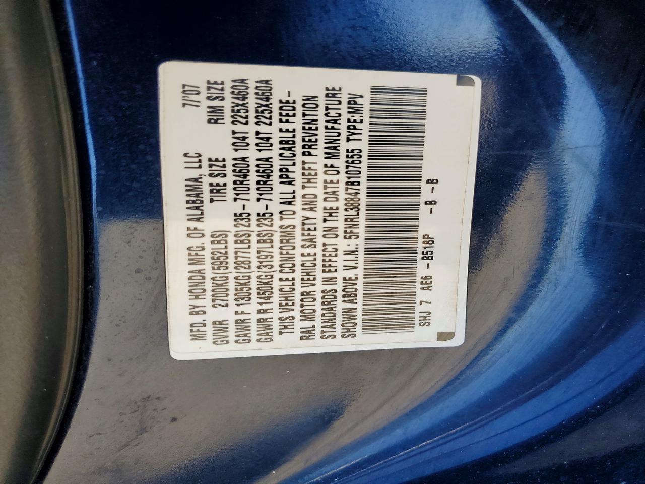 2007 HONDA ODYSSEY