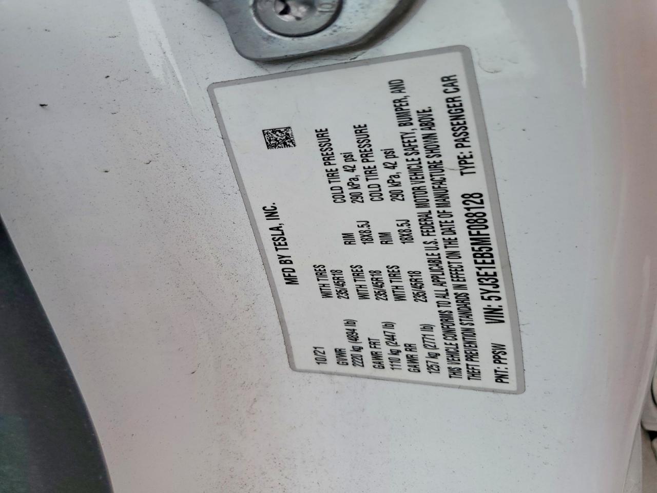 2021 TESLA MODEL 3