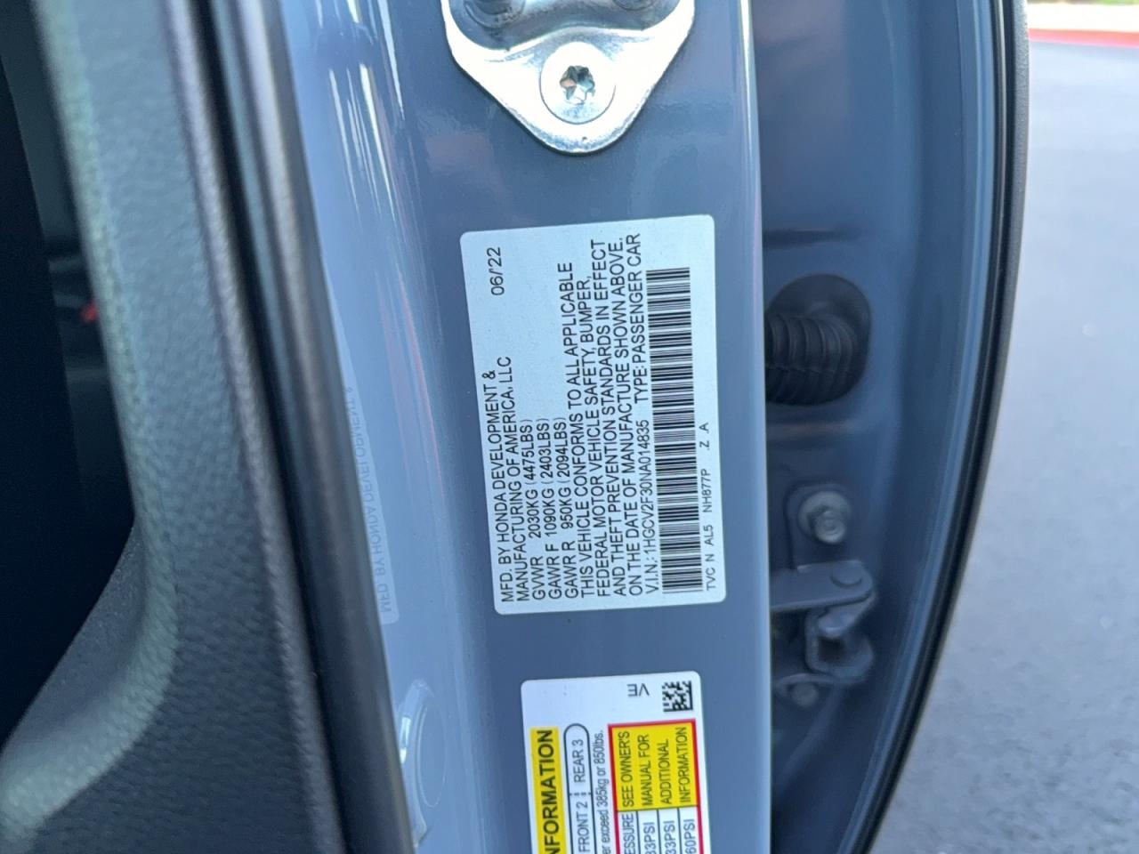 2022 HONDA ACCORD