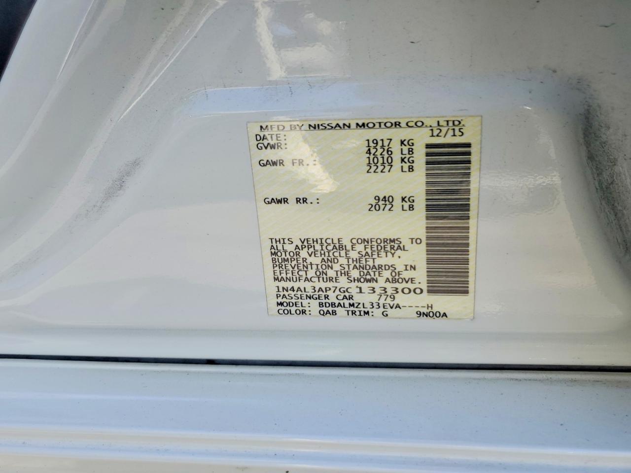 2016 NISSAN ALTIMA