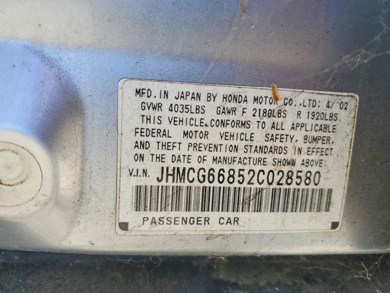 2002 HONDA ACCORD